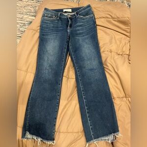 Lovervet by Vervet Mid Rise Raw Step Hem Cropped Flare